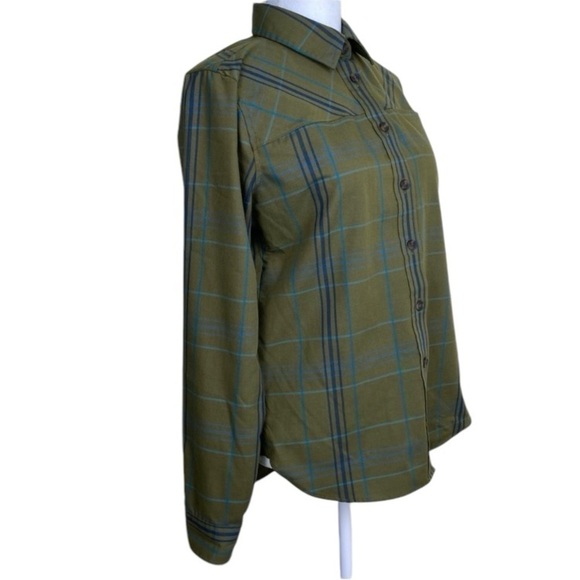 Duluth Trading Co. Olive Green Wool Blend Plaid Shirt Hiking Farmcore Sz XS - Picture 10 of 16